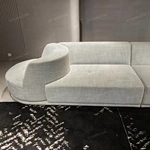 Modern Curved Modular Sofa with 360° Rotatable End Modules & Premium Textured Fabric